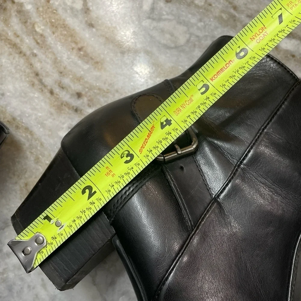 Paul Green Black Leather Boots Pointed Toe 2 inch heel